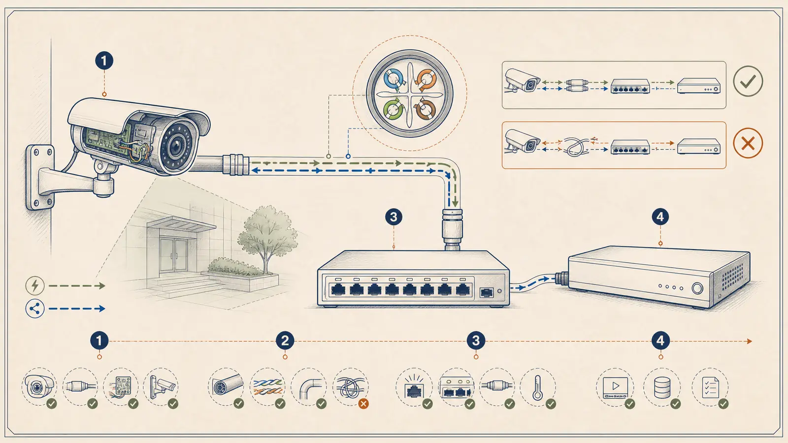 PoE switch security and IP camera port planning illustration
